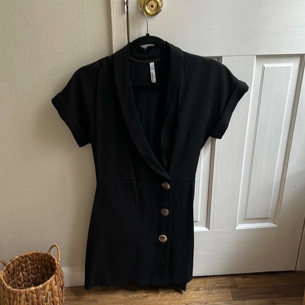 Mango black button dress